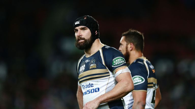 HAMILTON, NEW ZEALAND - JULY 15:  Scott Fardy of the Brumbies looks on during the round 17 Super Rugby match between the Chiefs and the Brumbies at Waikato