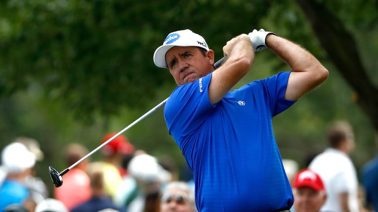 AKRON, OH - AUGUST 05: Scott Hend hits off the 18th tee during the third round of the World Golf Championships - Bridgestone Invitational at Firestone Coun