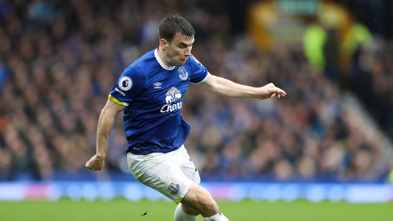 LIVERPOOL, ENGLAND - MARCH 18: Seamus Coleman of Everton during the Premier League match between Everton and Hull City at Goodison Park on March 18, 2017 i