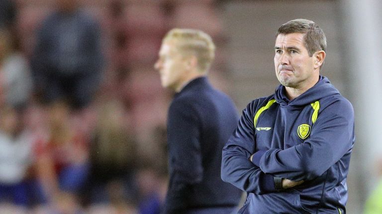 Nigel Clough stands dejected during the Sky Bet Championship match at the Riverside Stadium