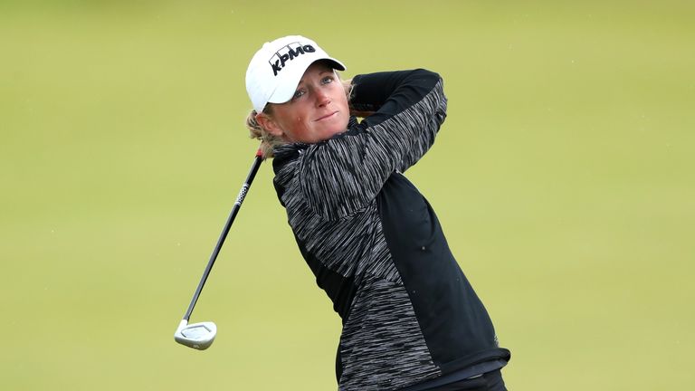 KINGSBARNS, SCOTLAND - AUGUST 05:  Stacy Lewis of the United States hits her second shot on the 18th hole during the third round of the Ricoh Women's Briti