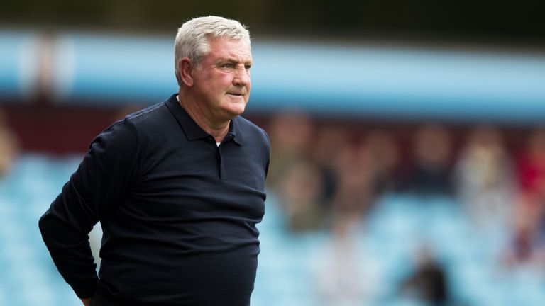 BIRMINGHAM, ENGLAND - JULY 29: Manager of Aston Villa Steve Bruce during the pre season friendly match between Aston Villa and Watford  at Villa Park on Ju