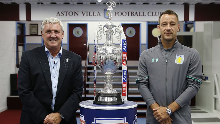 Aston Villa manager Steve Bruce and John Terry at the Sky Bet EFL season launch