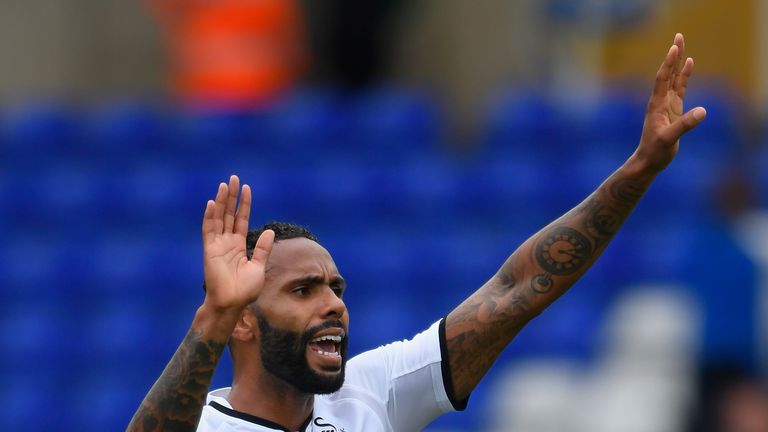 BIRMINGHAM, ENGLAND - JULY 29:  Swansea player Kyle Bartley reacts during the Pre Season Friendly match between Birmingham City and Swansea City