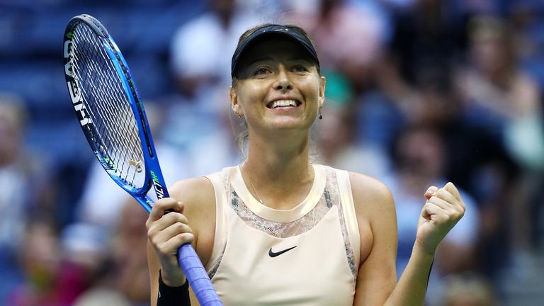 Maria Sharapova of Russia celebrates after defeating Timea Babos of Hungary in their second round Women's Singles match at US Open