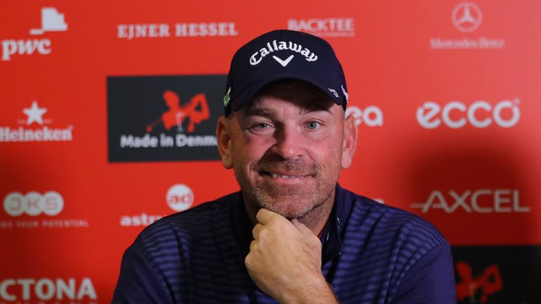 AALBORG, DENMARK - AUGUST 23:  Thomas Bjorn of Denmark addresses a press confernce ahead of the Made in Denmark at Himmerland Golf & Spa Resort on August 2