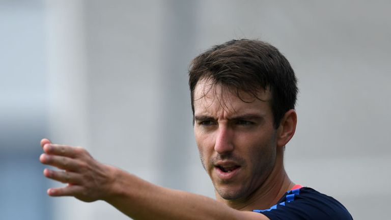 MANCHESTER, ENGLAND - AUGUST 02:  Toby Roland-Jones of England during a nets session at Old Trafford on August 2, 2017 in Manchester, England.  (Photo by G