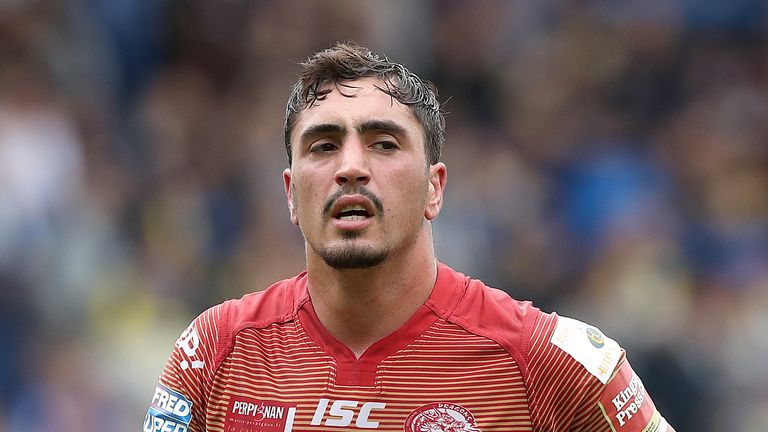 Catalans Dragons' Tony Gigot, during the 2017 Super League match at the Halliwell Jones Stadium, Warrington