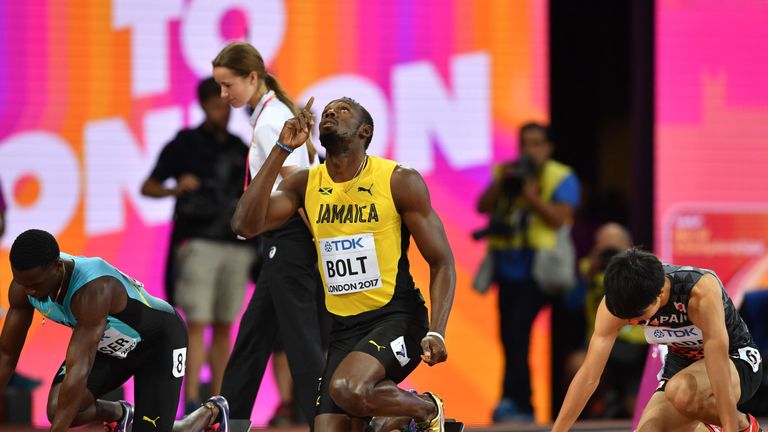 Jamaica's Usain Bolt prepares before the heats of the men's 100m athletics event at the 2017 IAAF World Championships at the London Stadium in London on Au