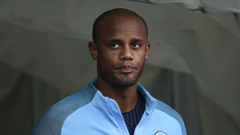 Manchester City's Belgian defender Vincent Kompany comes down the players tunnel before kick off of the English Premier League football match