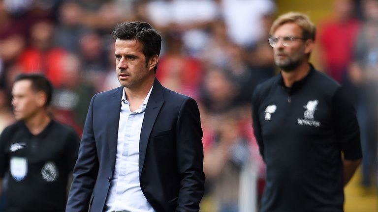 Marco Silva and Jurgen Klopp on the sideline at Vicarage Road
