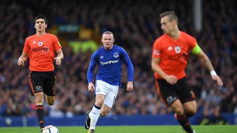 Wayne Rooney in action during the UEFA Europa League third qualifying round match against MFK Ruzomberok
