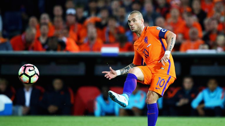 ROTTERDAM, NETHERLANDS - JUNE 09:  Wesley Sneijder of the Netherlands in action during the FIFA 2018 World Cup Qualifier between the Netherlands and Luxemb