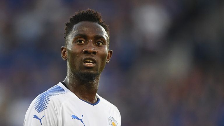 LEICESTER, ENGLAND - AUGUST 04: Wilfred Ndidi of Leicester looks on during the preseason friendly match between Leicester City and Borussia Moenchengladbac