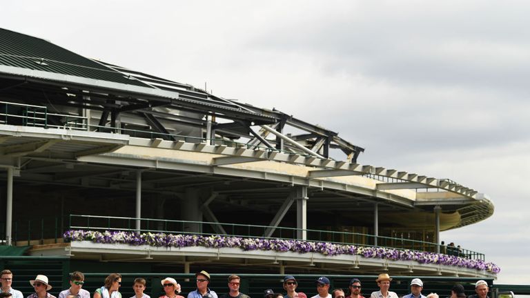 A general view of number one court and roof on day one of the 2017 Wimbledon Lawn Tennis Championships at the All England Club.