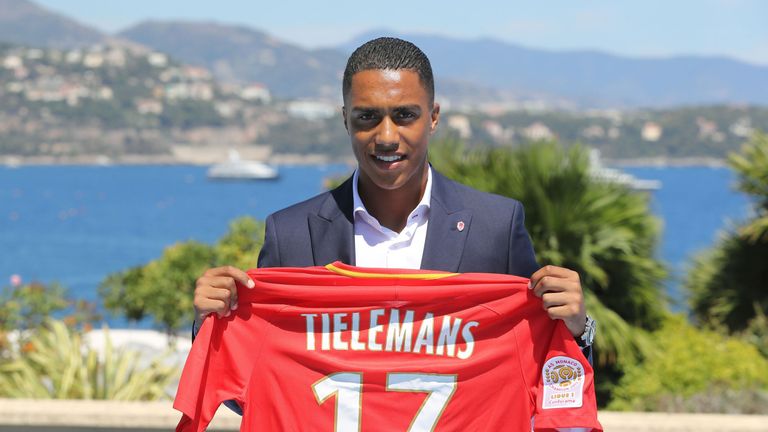 Monaco's Belgian midfielder Youri Tielemans poses during the official presentation of new players for French L1 football club of Monaco in Monaco on July 2