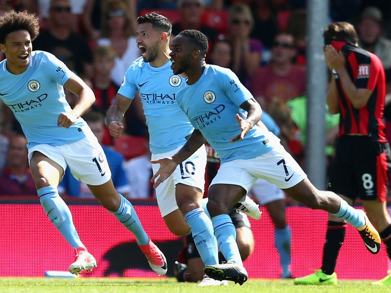 Bournemouth 1 2 Manchester City Raheem Sterling Sent Off After Scoring Injury Time Winner Football News Sky Sports