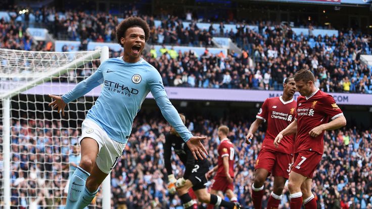 Leroy Sane scores a fourth against ten man Liverpool