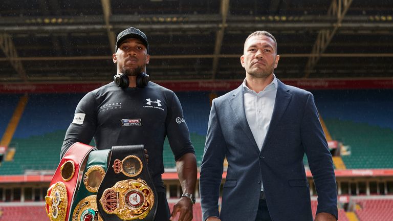 Anthony Joshua and Kubrat Pulev Press conference for their World Heavyweight title fight at the Principality Stadium in Cardiff on Saturday October 28, liv