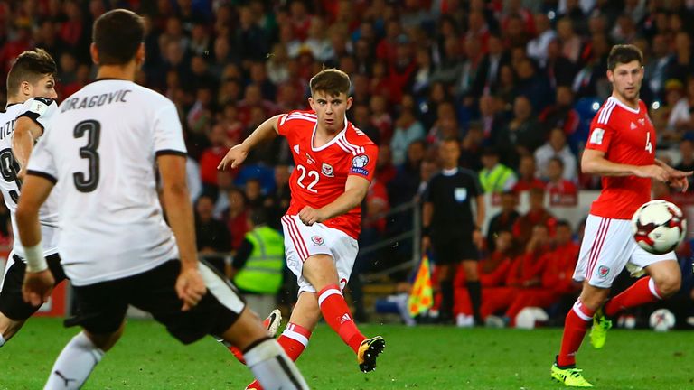 Ben Woodburn scores a memorable goal for Wales on his international debut