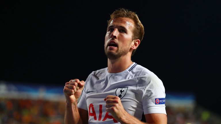 SEPTEMBER 26 2017:  Harry Kane of Tottenham Hotspur celebrates scoring his sides second goal during the UEFA Champions League Group H match against APOEL