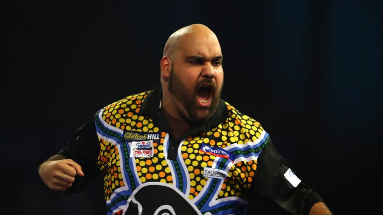LONDON, ENGLAND - DECEMBER 18:  Kyle Anderson reacts during his first round match against Brendan Dolan on day two of the 2016 William Hill PDC World Darts