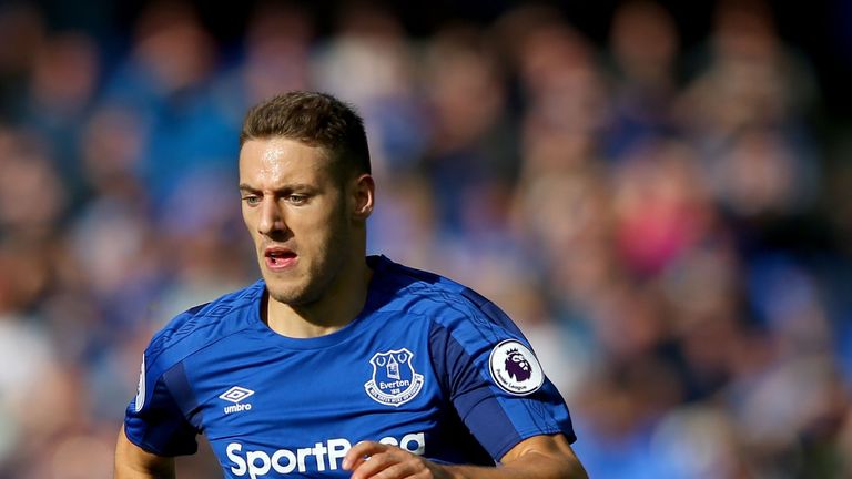 Nikola Vlasic wearing an Everton shirt for the first time, after coming on as an 80th minute substitute against Tottenham Hotspur 