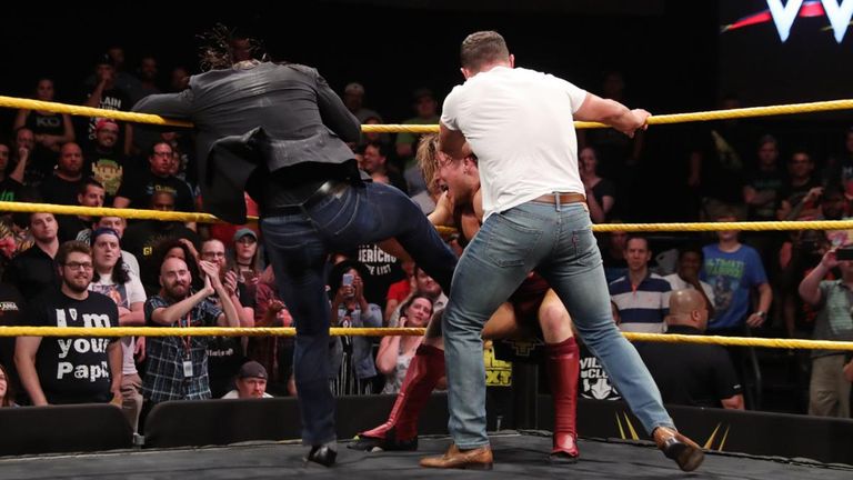 Pete Dunne received a beating from Adam Cole and Bobby Fish before leaving Wolfgang to face them alone.