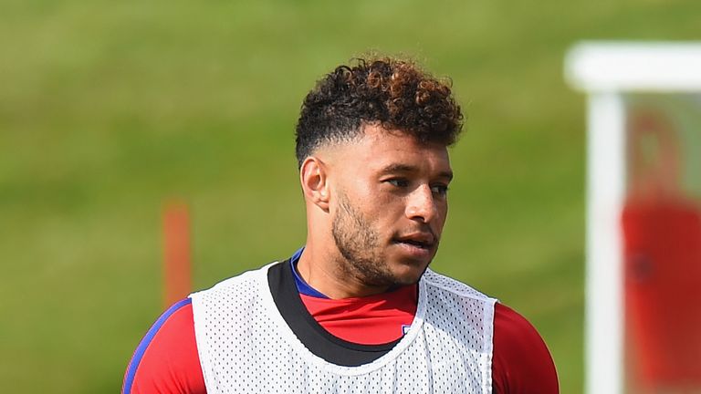 BURTON-UPON-TRENT, ENGLAND - AUGUST 31:  Alex Oxlade-Chamberlain of England during a training session at St Georges Park on August 31, 2017 in Burton-upon-