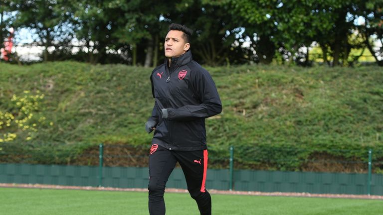 ST ALBANS, ENGLAND - SEPTEMBER 13: of Arsenal during a training session at London Colney on September 13, 2017 in St Albans, England