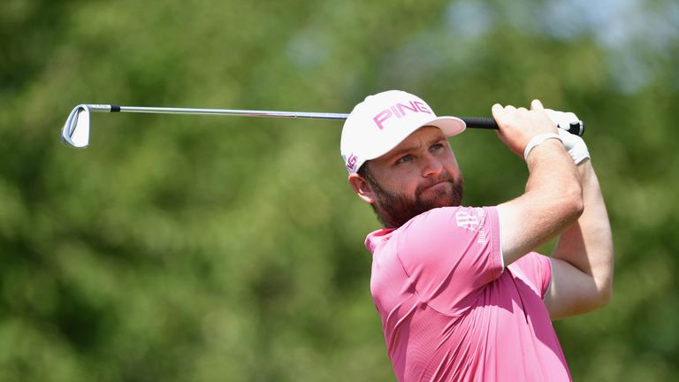 CHARLOTTE, NC - AUGUST 10: Andy Sullivan of England plays his shot from the 13th tee  during the first round of the 2017 PGA Championship at Quail Hollow C