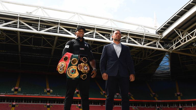 Anthony Joshua and Kubrat Pulev pictured during a media opportunity ahead of their World Heavyweight title clash