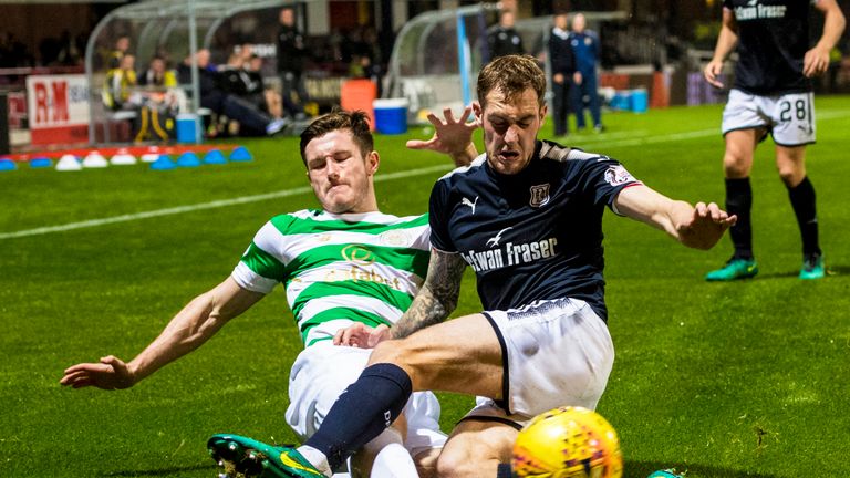No quarter given between Celtic's Anthony Ralston and Dundee's Kevin Holt