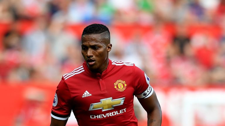 Antonio Valencia of Manchester United in action during the Premier League match between Manchester United and Leicester City