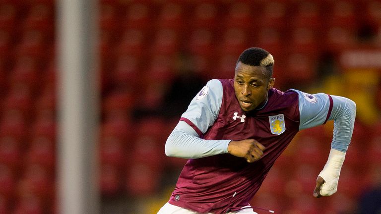 Aston Villa's Jonathan Kodjia returns from injury to play in the Premier League 2 match against Southampton at Banks' Stadium