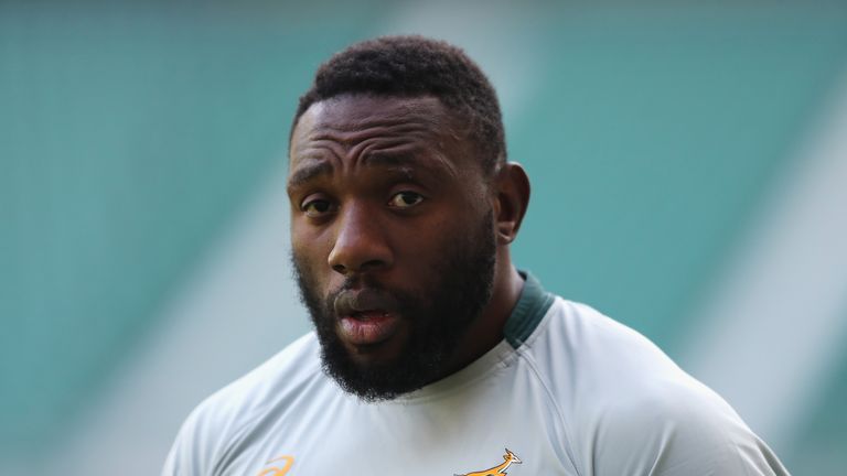 LONDON, ENGLAND - NOVEMBER 11 2016:  Tendai Mtawarira looks on during the South Africa captain's run at Twickenham Stadium on November 11, 2016