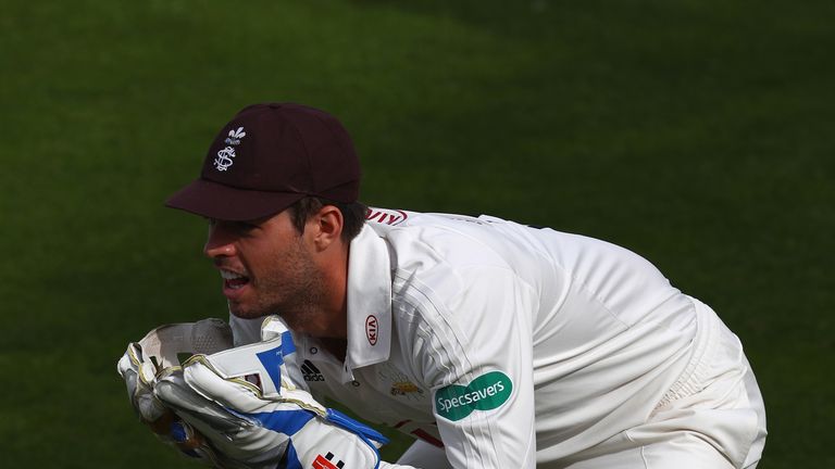 SOUTHAMPTON, ENGLAND - SEPTEMBER 06:  Ben Foakes the wicketkeeper of Surrey during day two of the Specsavers County Championship Division One match between