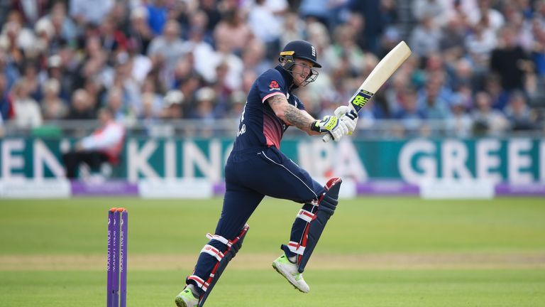 Ben Stokes of England hits out during the 3rd Royal London One Day International match between England and the West Indies
