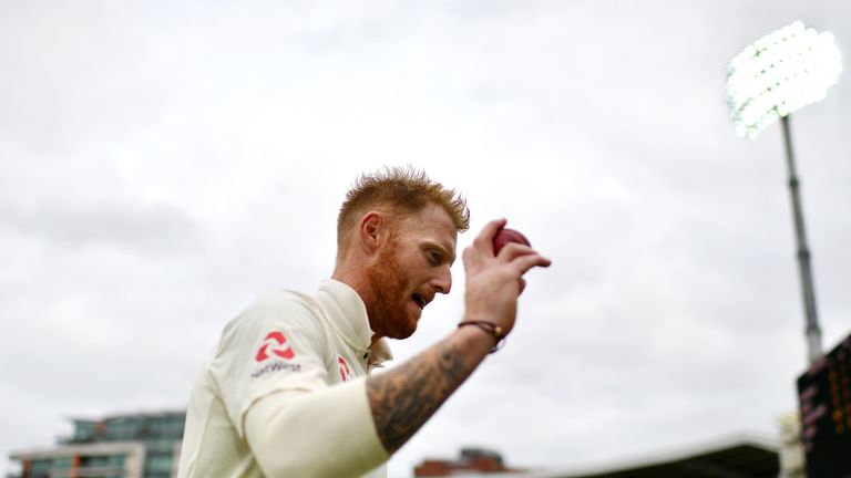 LONDON, ENGLAND - SEPTEMBER 07:  Ben Stokes of England acknowledges the crowd as he leaves the field after taking six wickets during day one of the 3rd Inv