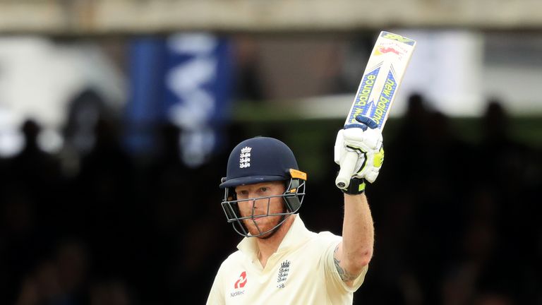 England's Ben Stokes celebrates reaching his half century during day two of the Third Investec Test match at Lord's, London.