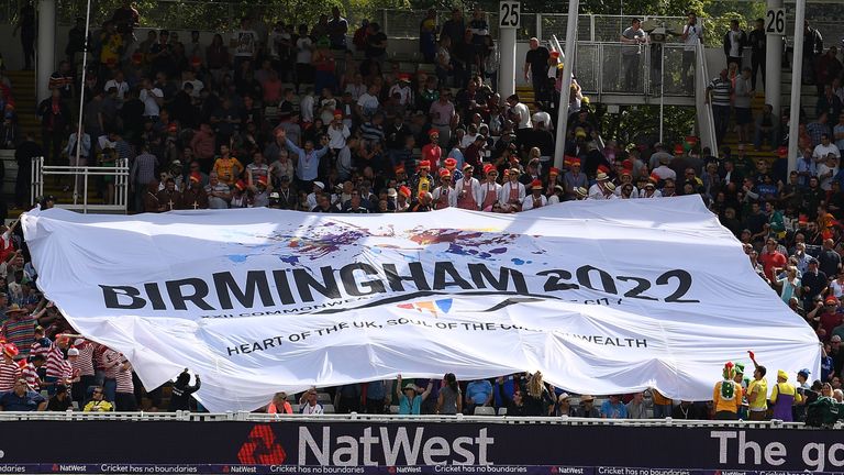 A banner in the ground for Birmingham's bid for the 2022 commonwealth games at Edgbaston