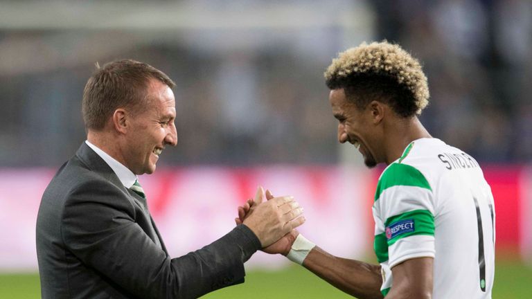 Brendan Rodgers and Scott Sinclair look pleased with a good night's work
