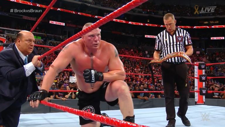 Brock Lesnar was battered and bruised but walked out of No Mercy with the Universal Championship.