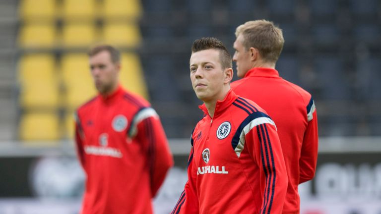 Callum McGregor training with Scotland in 2014