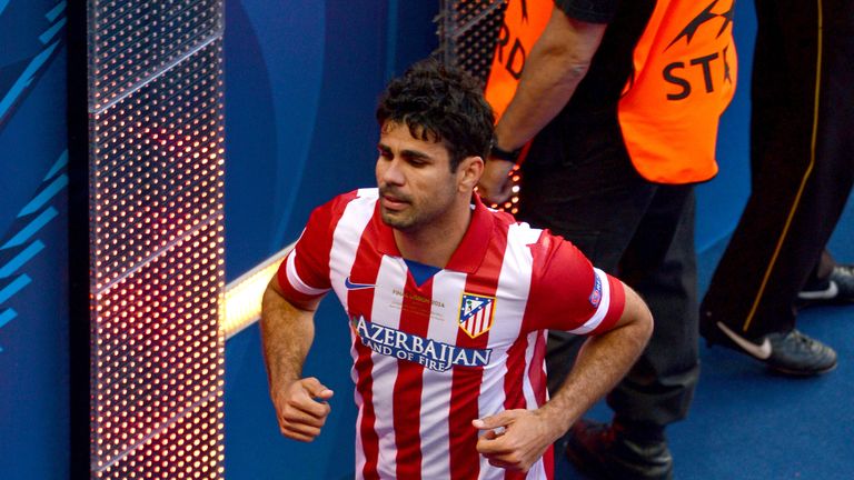 Diego Costa of Club Atletico de Madrid makes his way down the tunnel after going off injured during the UEFA Champions League Final