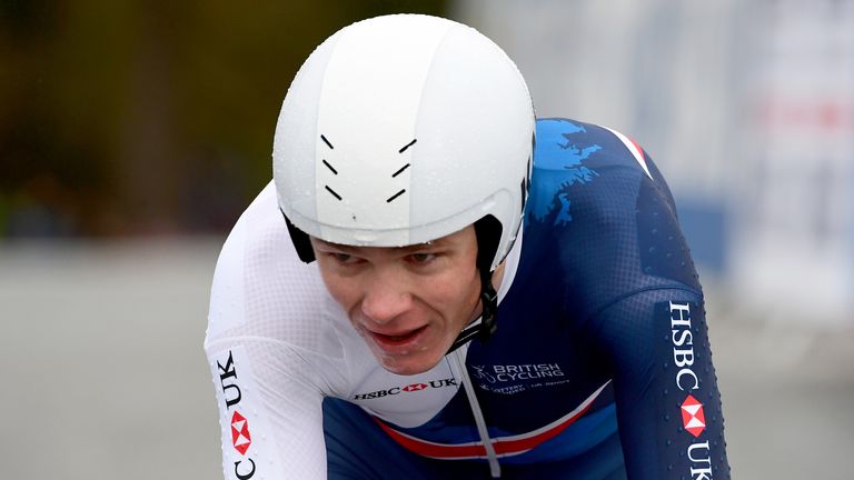 Chris Froome competing in the UCI Cycling Road World Championships men elite individual time trial