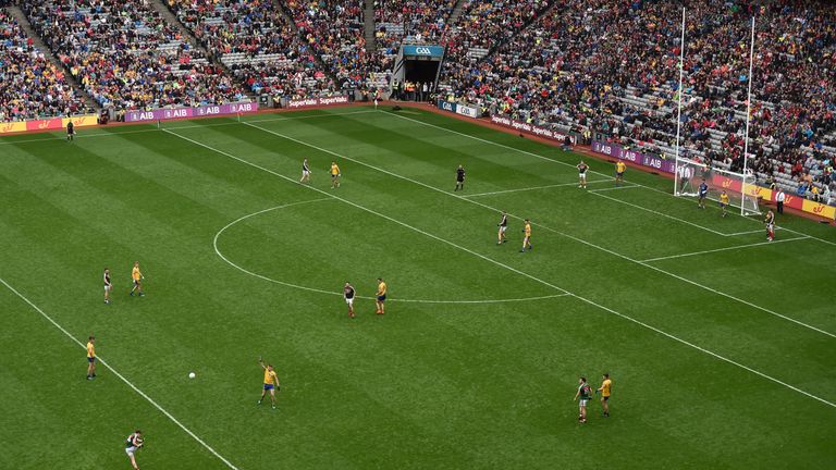 Cillian O'Connor kicks a late free against Roscommon