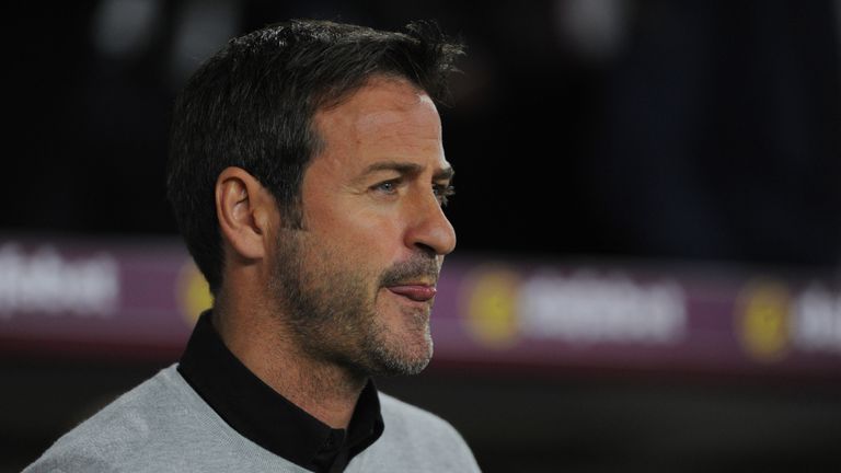 BURNLEY, ENGLAND - SEPTEMBER 19: Thomas Christiansen manager of Leeds United looks on before the Carabao Cup Third Round match between Burnley and Leeds Un