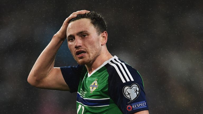 Corry Evans of Northen Ireland during the FIFA 2018 World Cup Qualifier v Germany at HDI-Arena on October 11, 2016 in Hanover, Lower Saxony