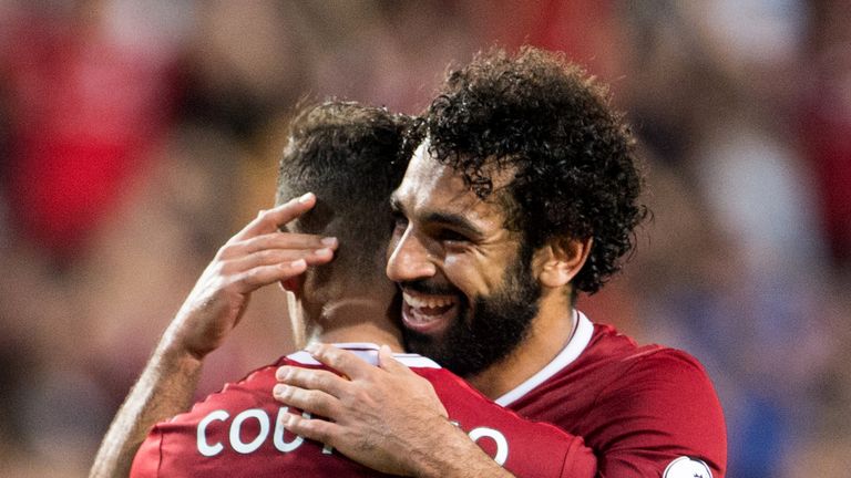 Philippe Coutinho (left) could start alongside Mo Salah for Liverpool on Tuesday